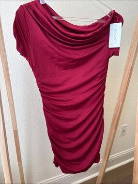 Women’s Draped Midi Dress in Wine
